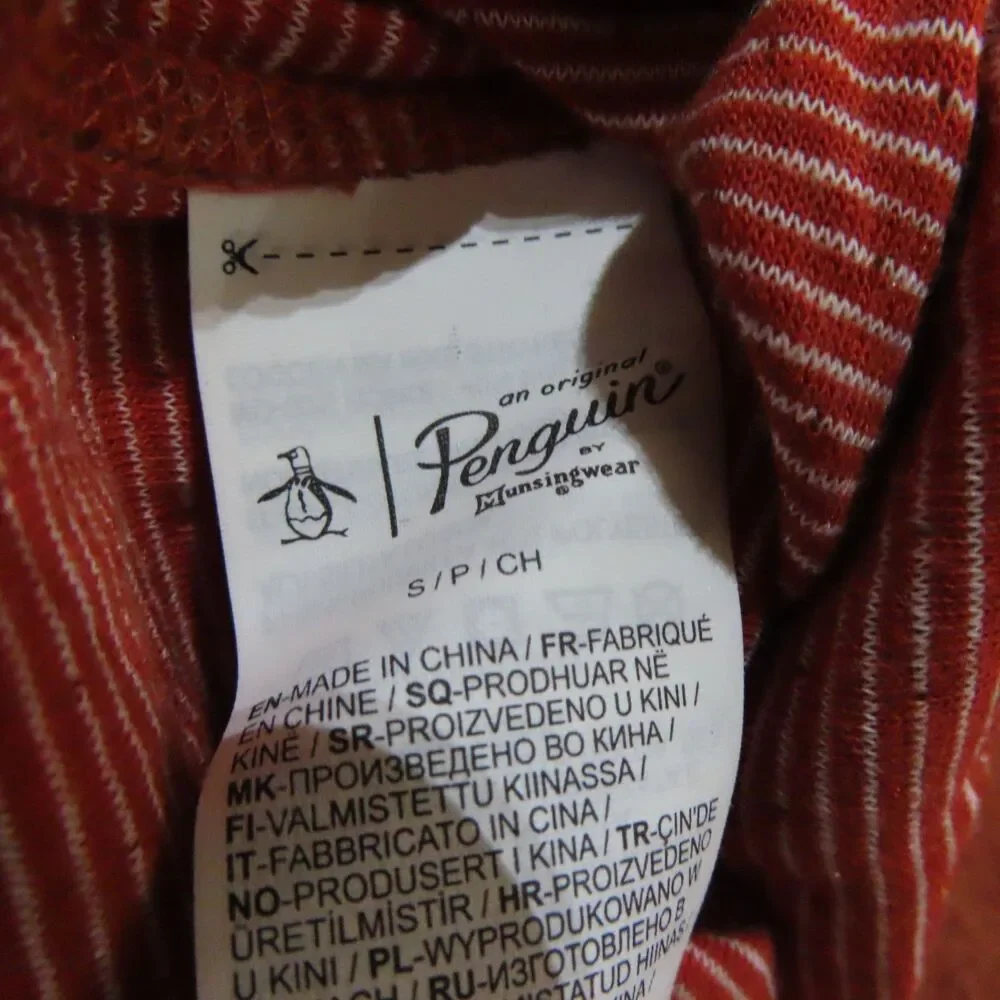 Penguin Munsingwear Shirt Mens Small Orange Knitted Crew Neck Long Sleeve NEW - Picture 9 of 11